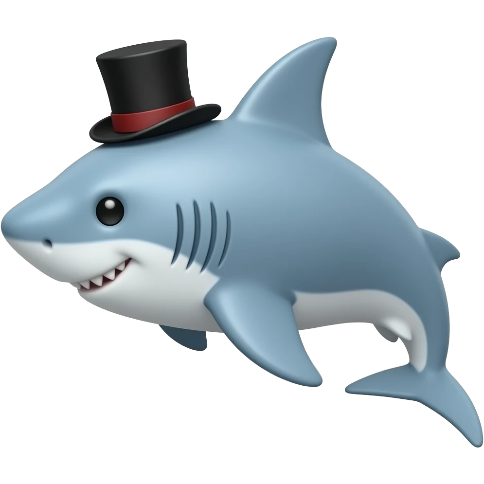 Shark with a top hat emoji