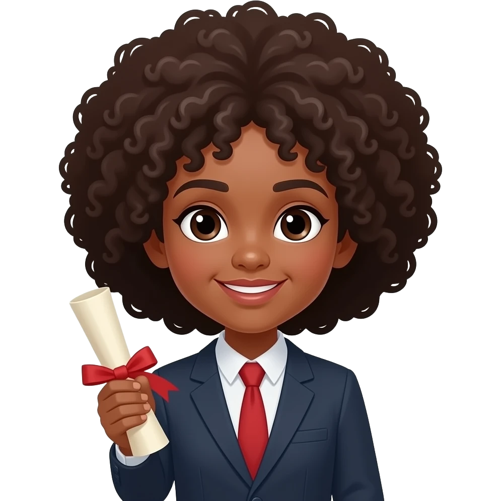 niña piel morena pelo afro graduacion emoji