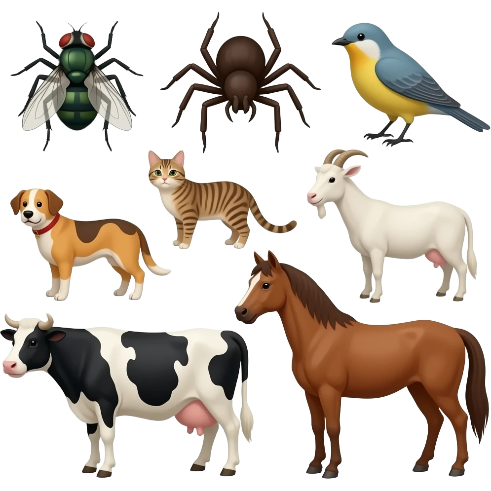Food chain🪰🕷️🐦🐈🐕🐐🐄🐎 emoji