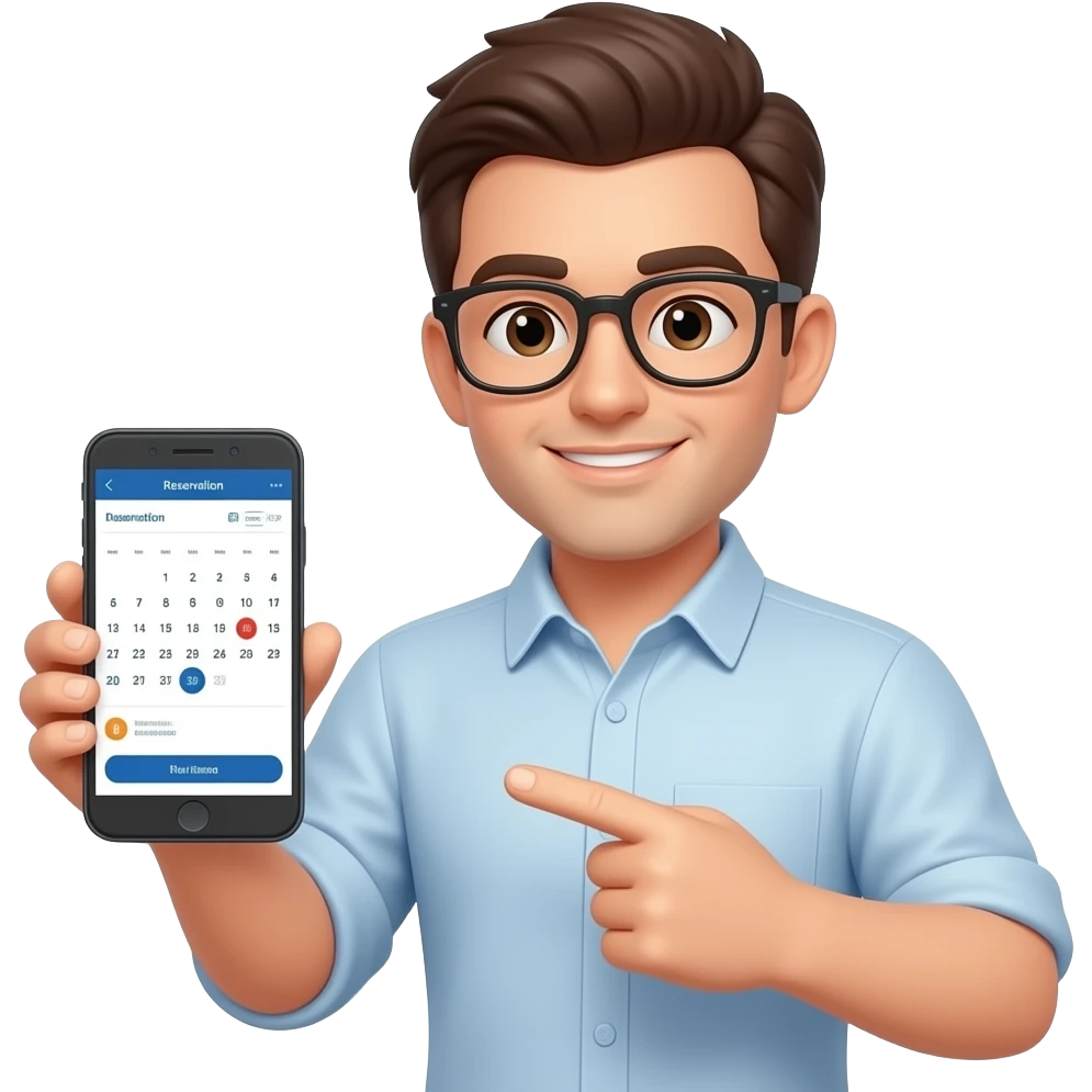 휴대폰 앱에서예약 날짜 확인하는 사람 emoji