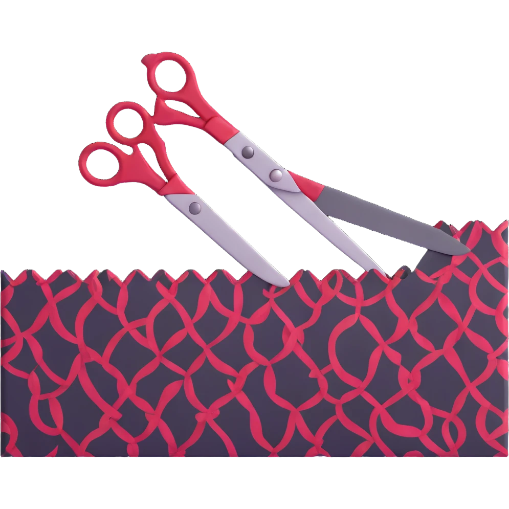 scissors cutting through patterned cloth emoji