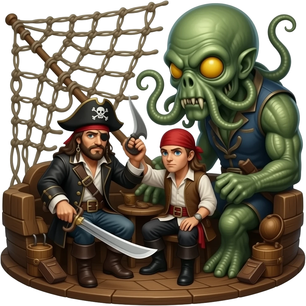 Realistic, creepy, Davey Jones, Cthulhu, Giger inspired, Pirates emoji