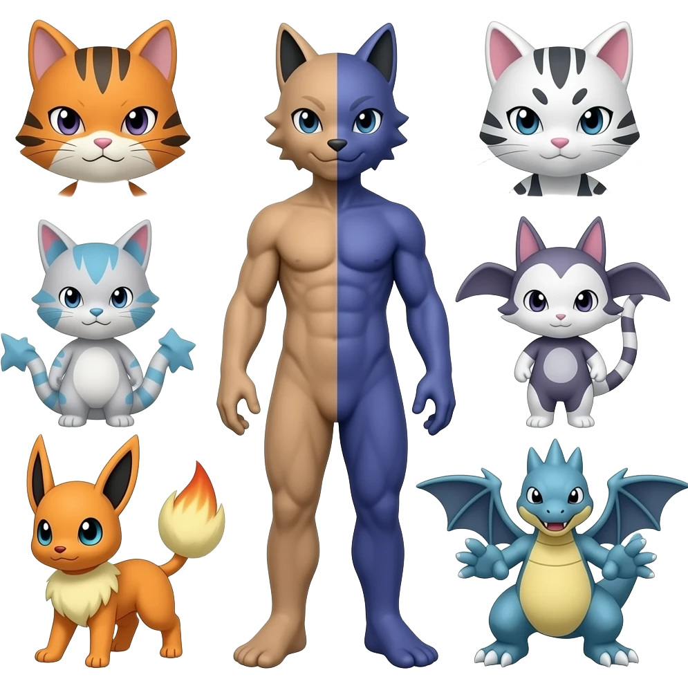 Houndour-Torracat-Zorua-Salandit-Flareon-Fakémon-Digimon-fusion (full body) emoji