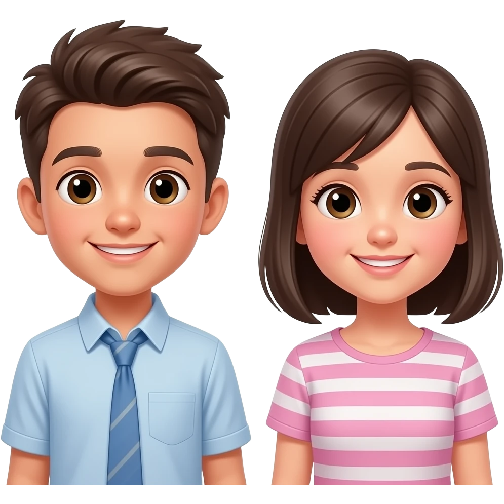 мальчик и девочка стоят улыбаються и показивают клас emoji