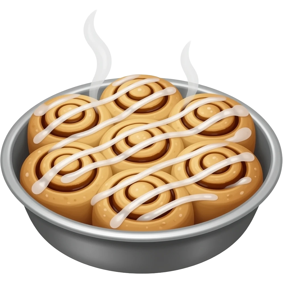 Iced Cinnamon rolls in a pan emoji