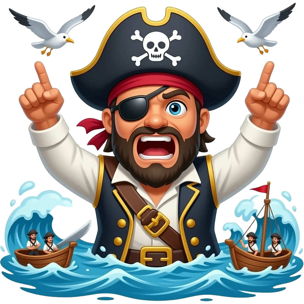 3. Captain Blacktooth    Chaotic pirate captain screaming sea-themed wakeups. emoji