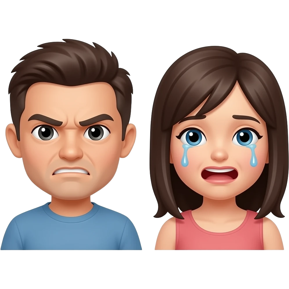 위 사진을 이용하여 화난 표정, 반가워 하는 표정, 우는 표정의 이모지를 만들어 주세요 emoji