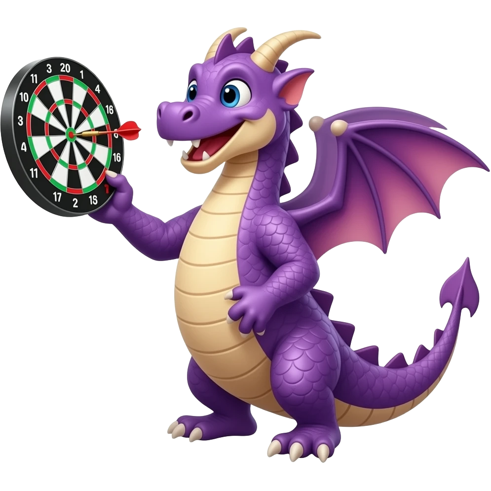 Purple dragon playing darts emoji