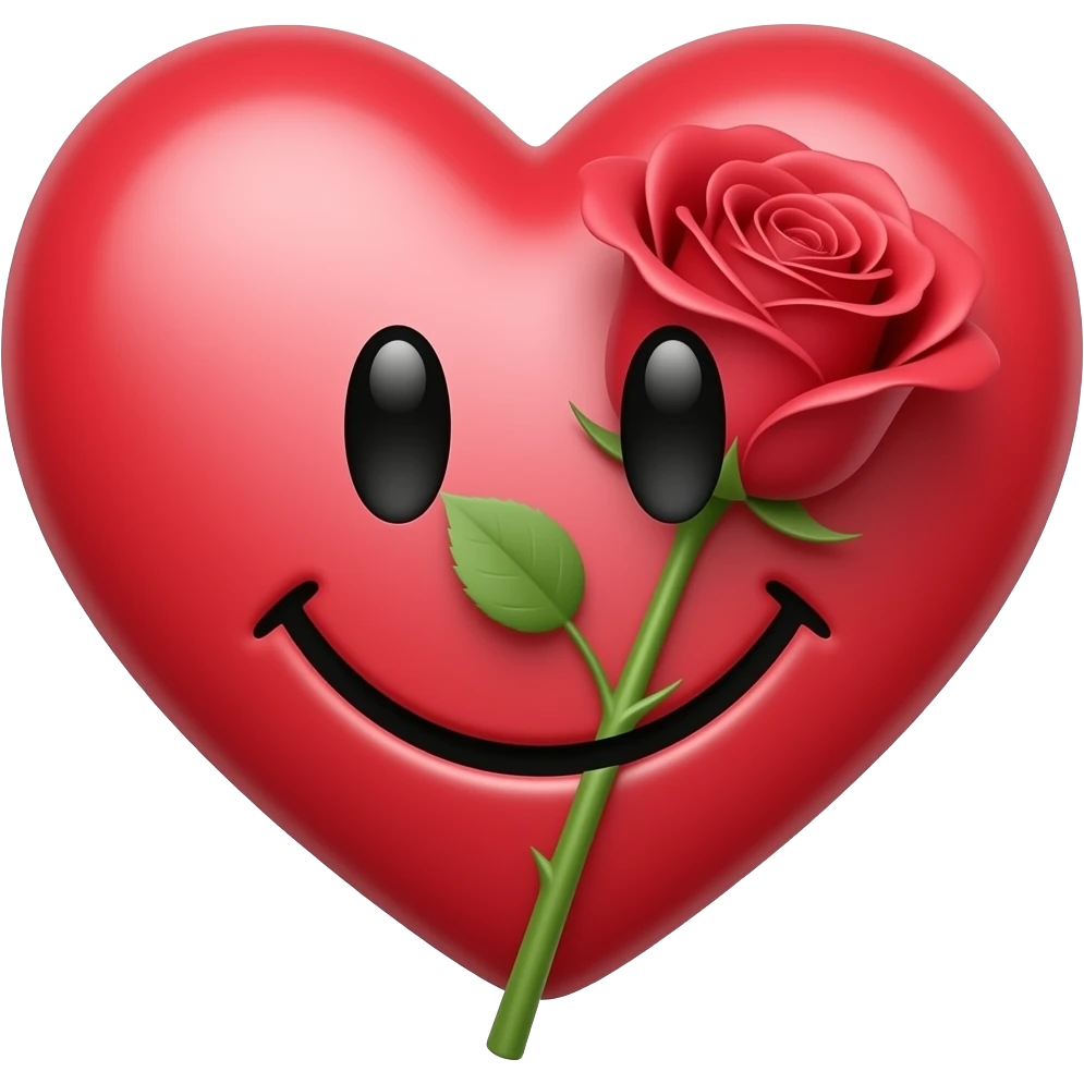 heart, smiley face and rose combine emoji
