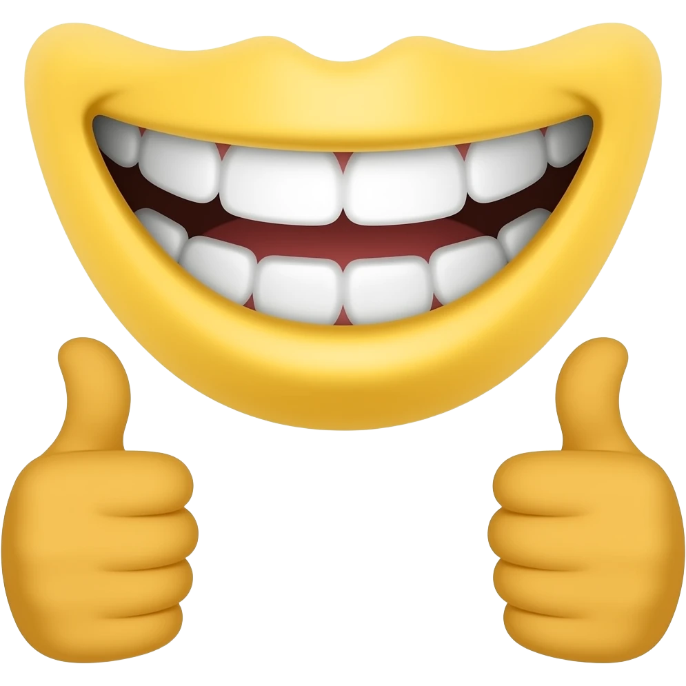 teeth grin happy double thumbs up simple no human emoji yellow emoji