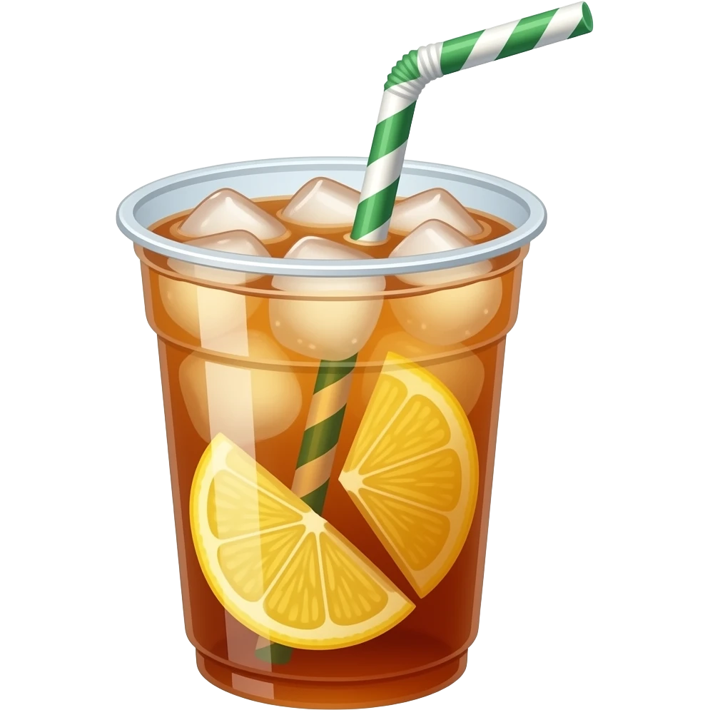 果茶 大杯 塑料杯 冰块 吸管 里面只要片状柠檬 emoji