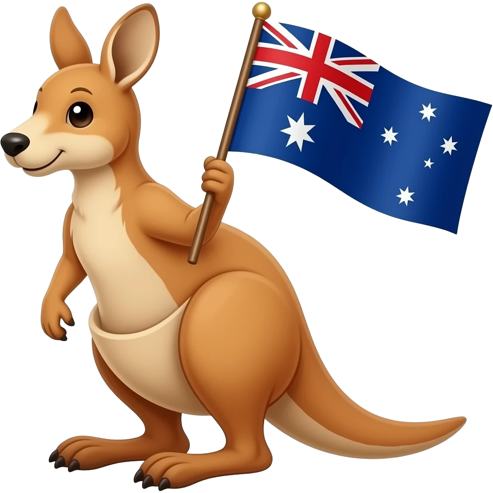 Kangaroo holding Australian flag emoji