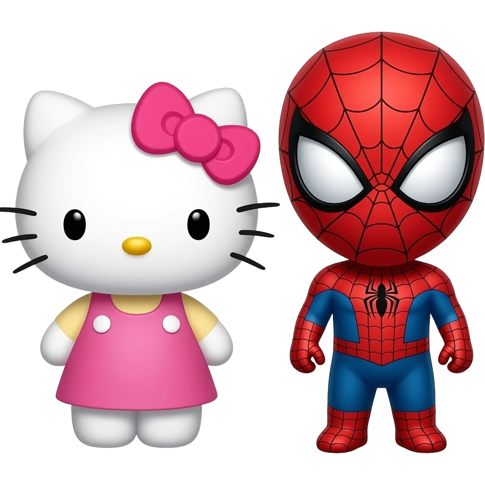 Hello kitty la mitan con espiderman emoji