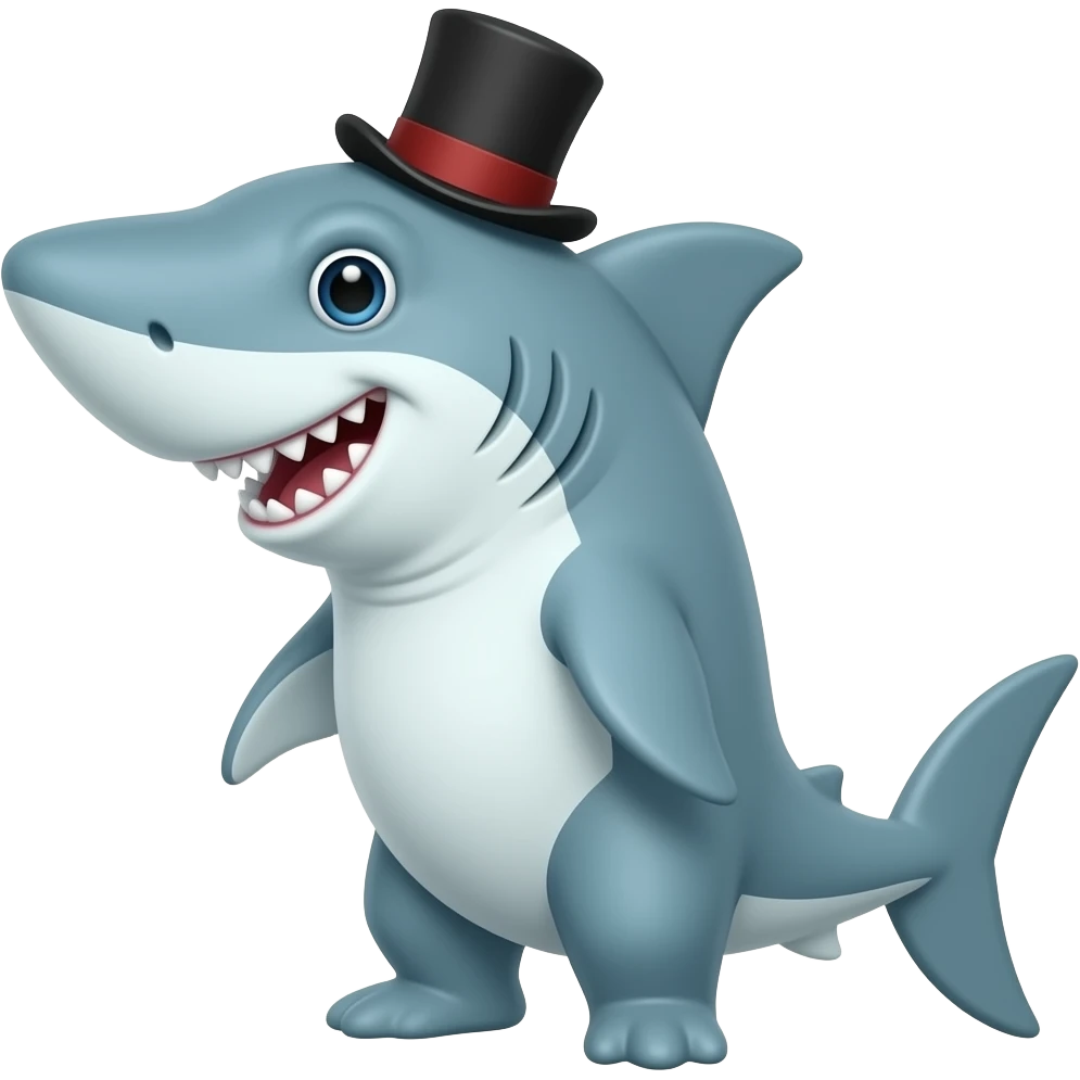 Shark with a top hat emoji
