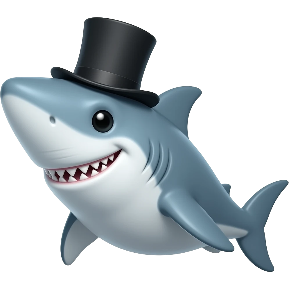 Shark with a top hat emoji