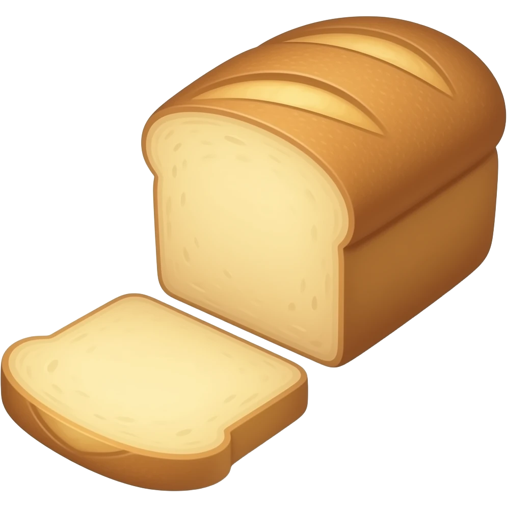 Bread loaf and one slices realism emoji