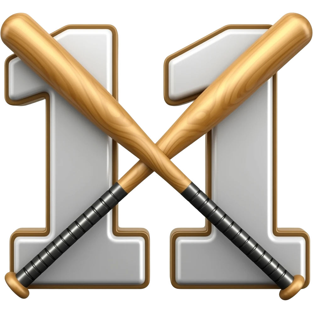 Two straight up and down baseball bats indicating 11 emoji