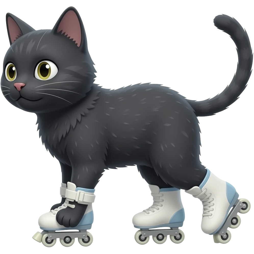 Black cat on rollerblades emoji