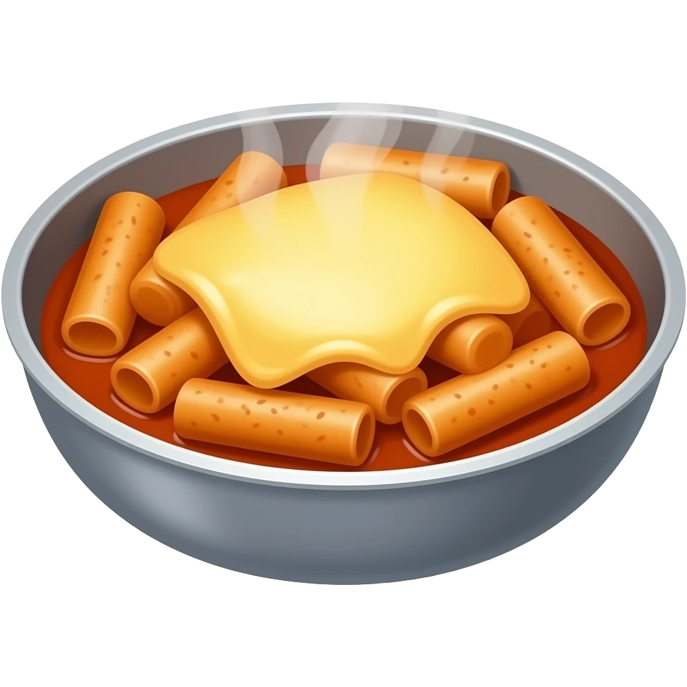 korean tteokbokki with melted cheese emoji