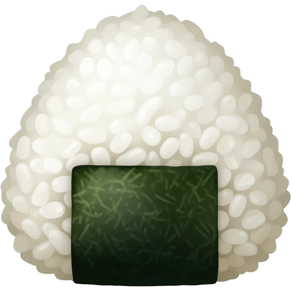 Rice molded into a ball shape with seaweed emoji