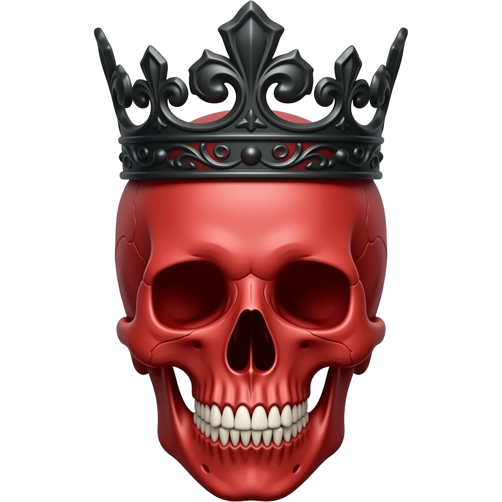 red skull with a black ornamental demonic crown no teeth emoji