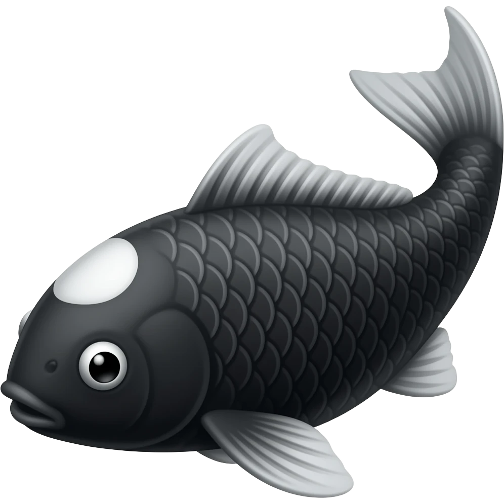 Black koi fish with white spot on its head emoji