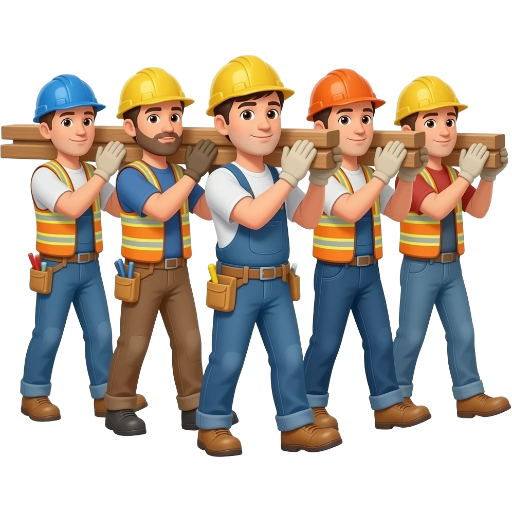 construction workers carrying lumber emoji