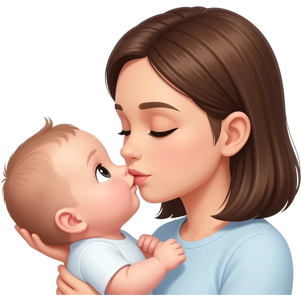 girl kissing baby forehead emoji