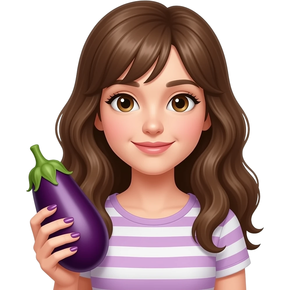 A girl with her nails did gripping an eggplant emoji
