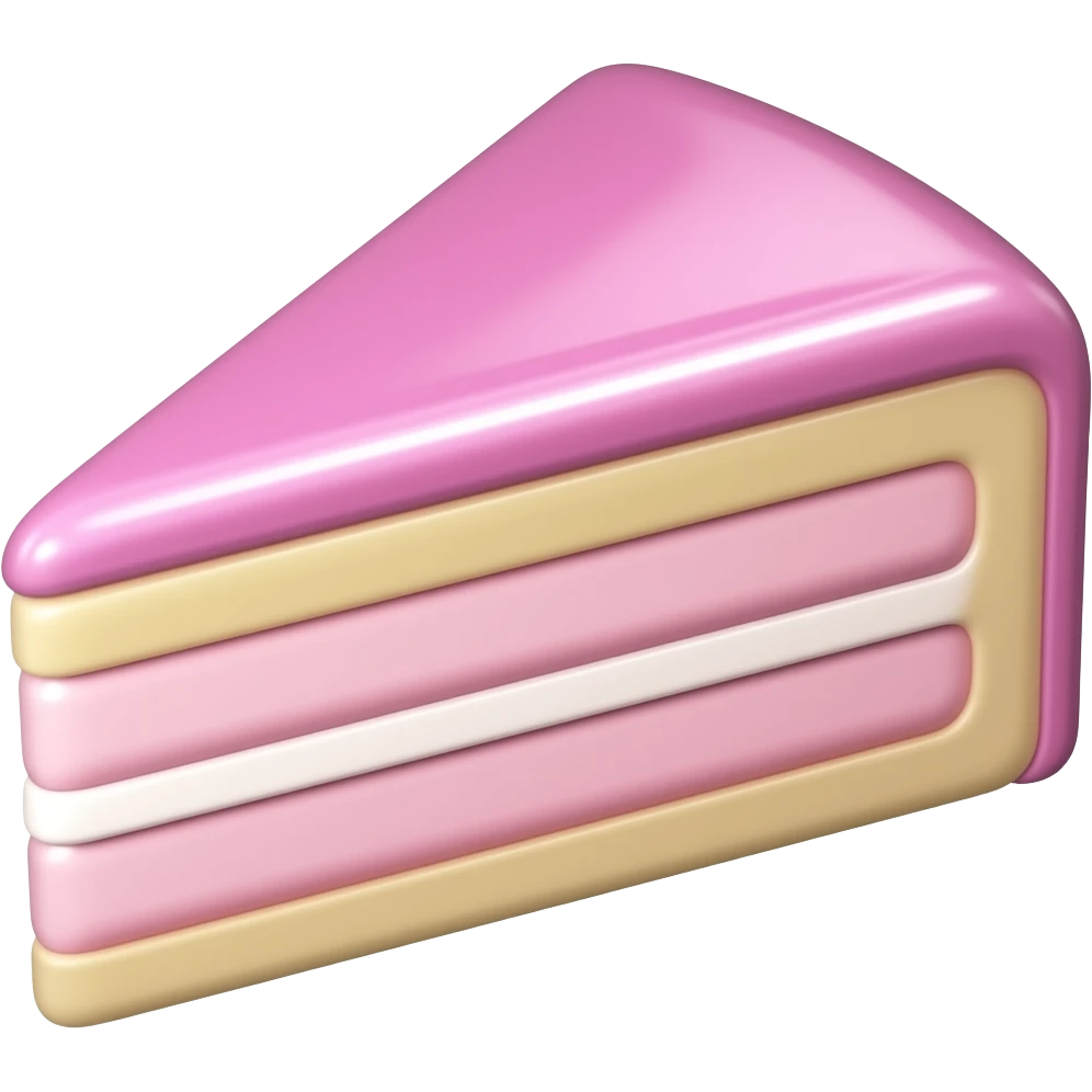 3D chrome luxury pink shaped cake slice minimalist style emoji