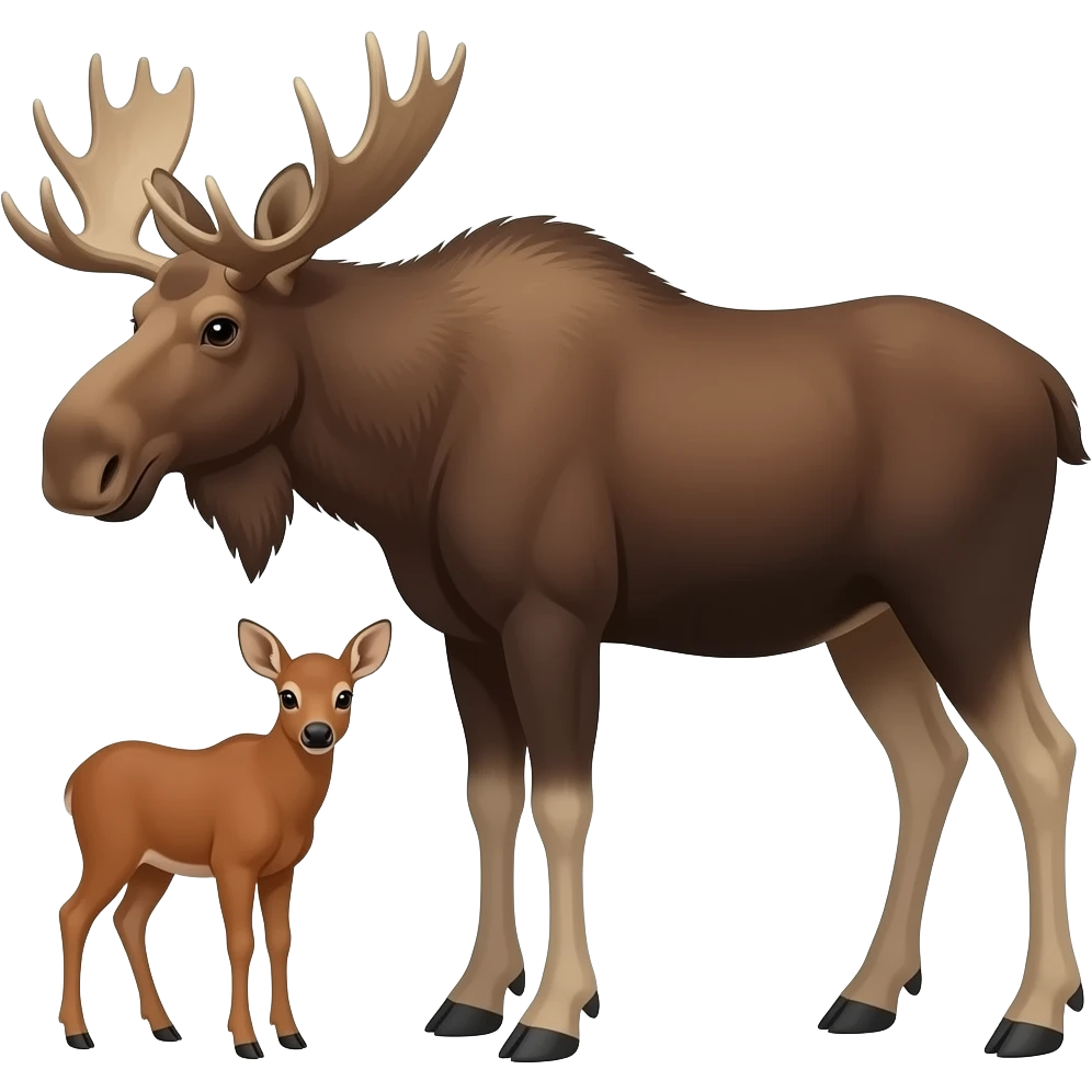 Dad moose and mom moose and moose fawn emoji