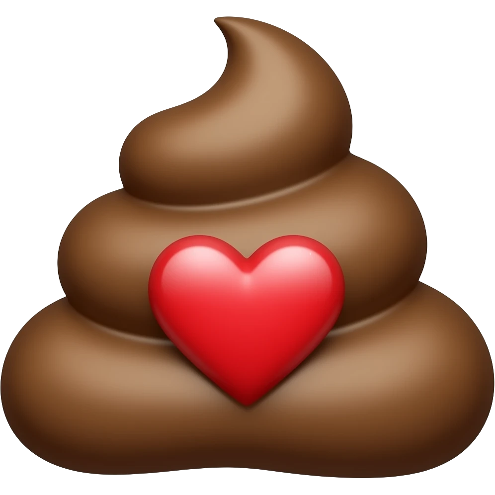 Caca avec un cœur emoji