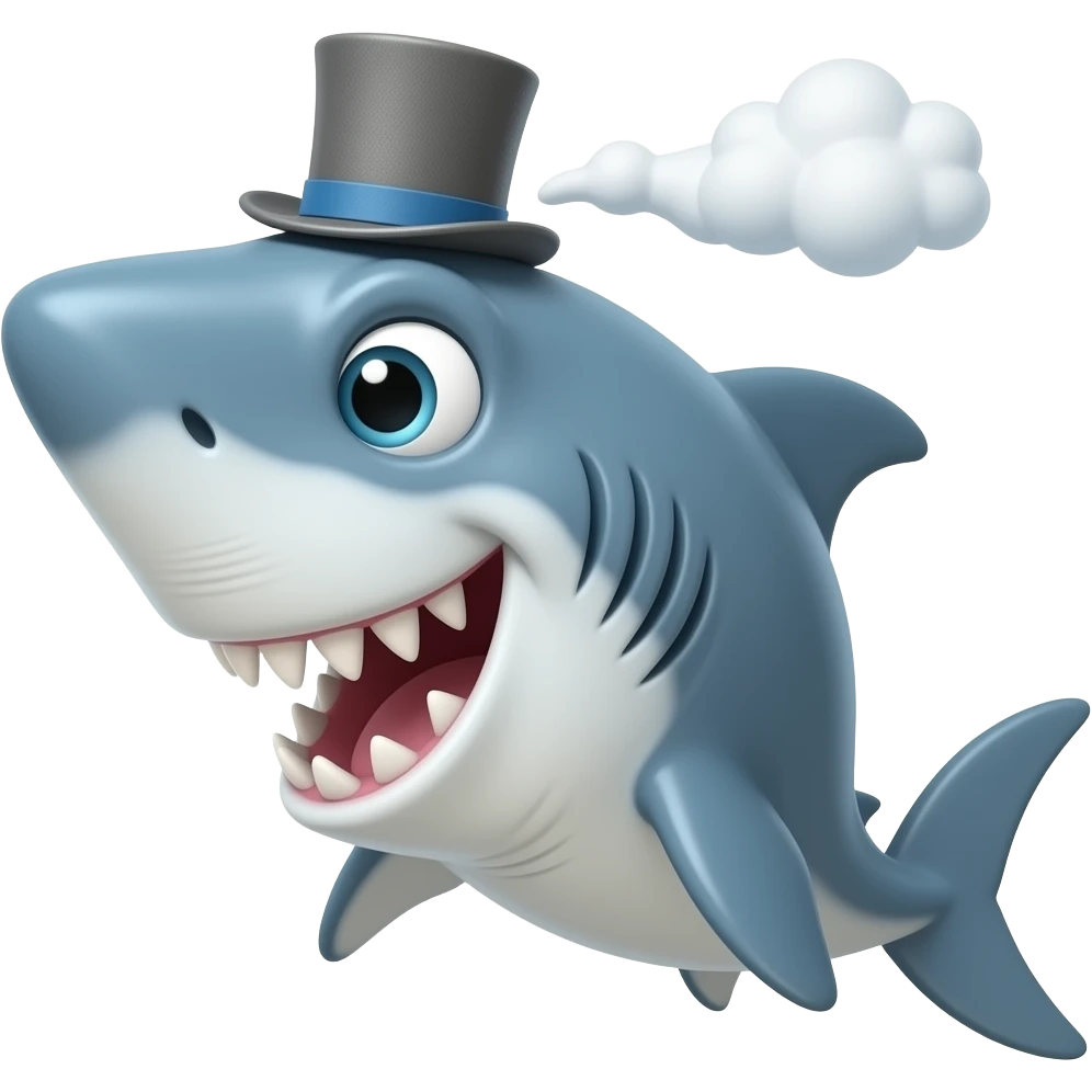 Shark with a top hat emoji