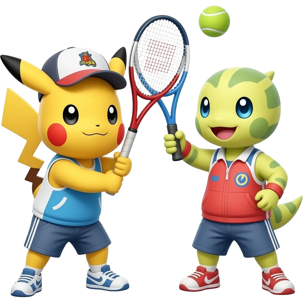 2 pokemon playing tennis against each other emoji