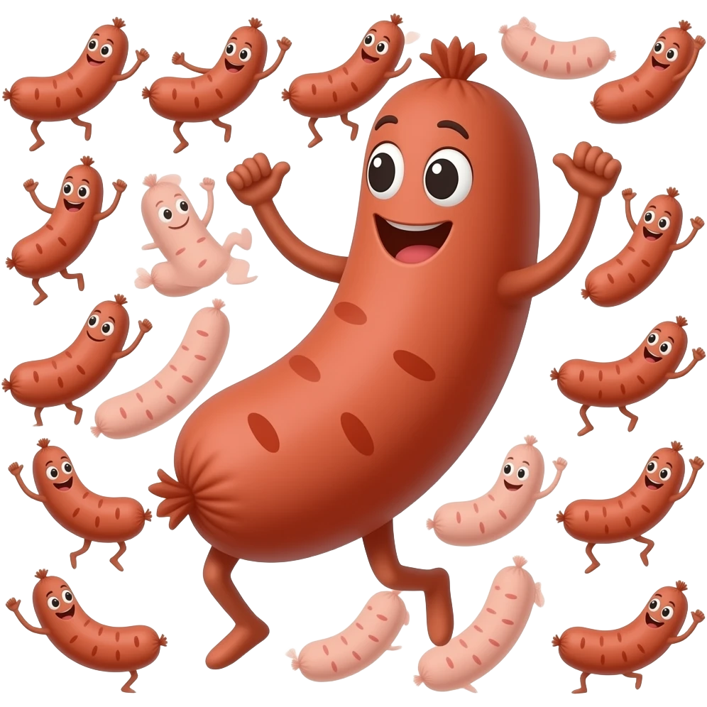 Many Sausages dancing emoji