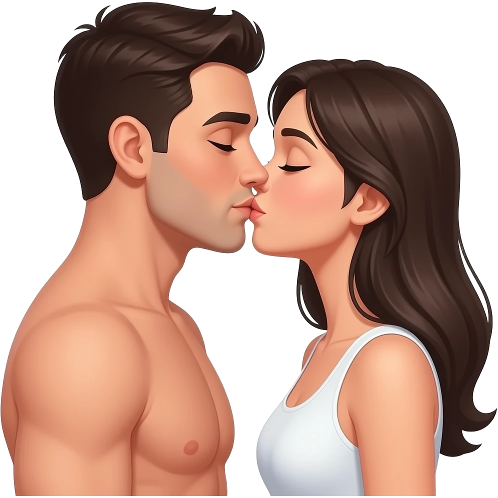 man and women naked facing eachother standing kissing emoji