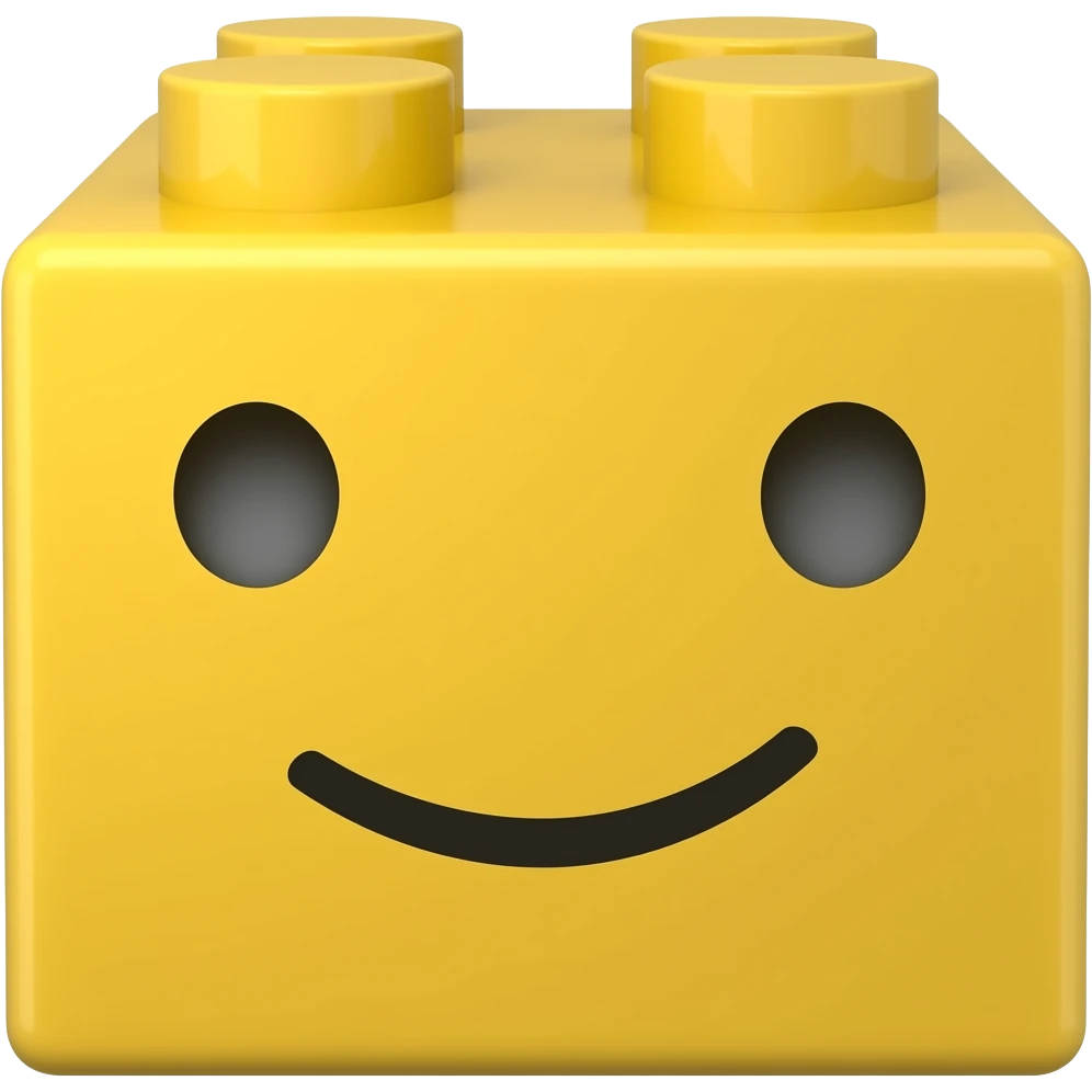 lego cube with face emoji