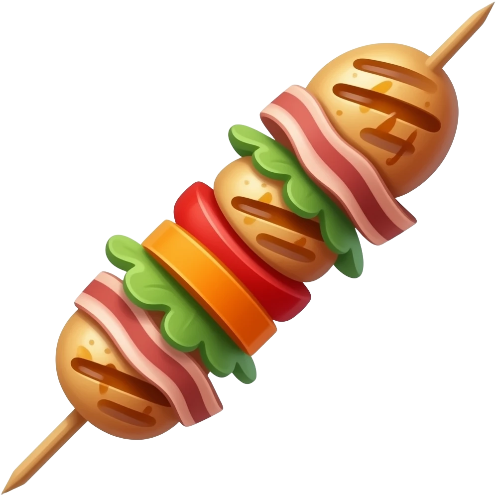 Chuzo de carne asada de pollo con tocineta sin verduras emoji