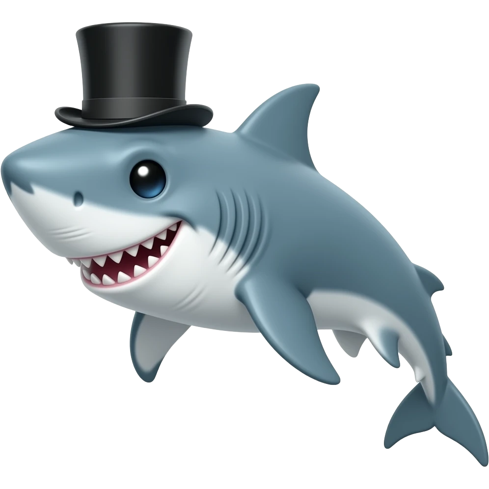 Shark with a top hat emoji