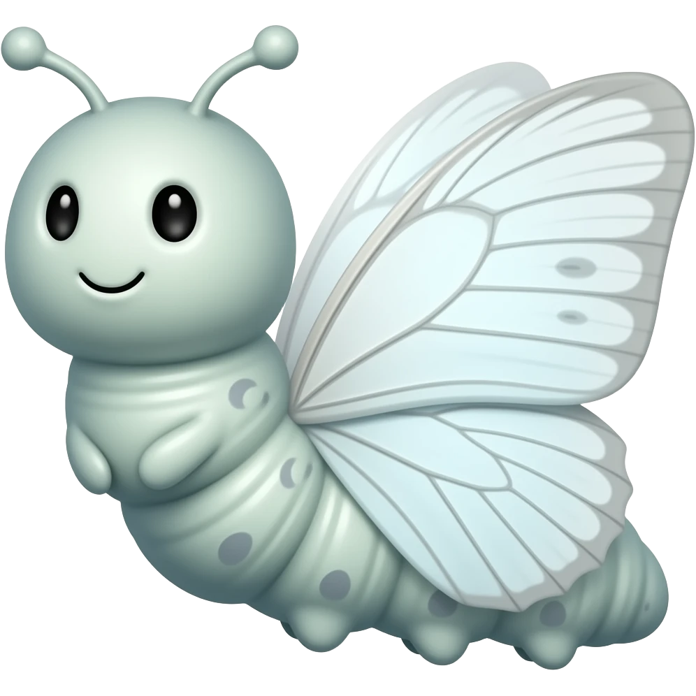 White caterpillar to white butterfly emoji