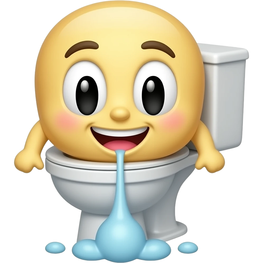Laughing face peeing in a toilet emoji