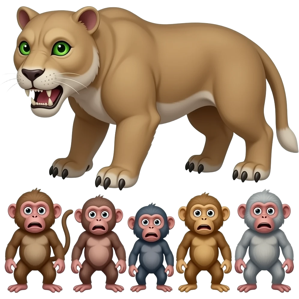 Smilodon eyes are burning bright green macaques are scared emoji