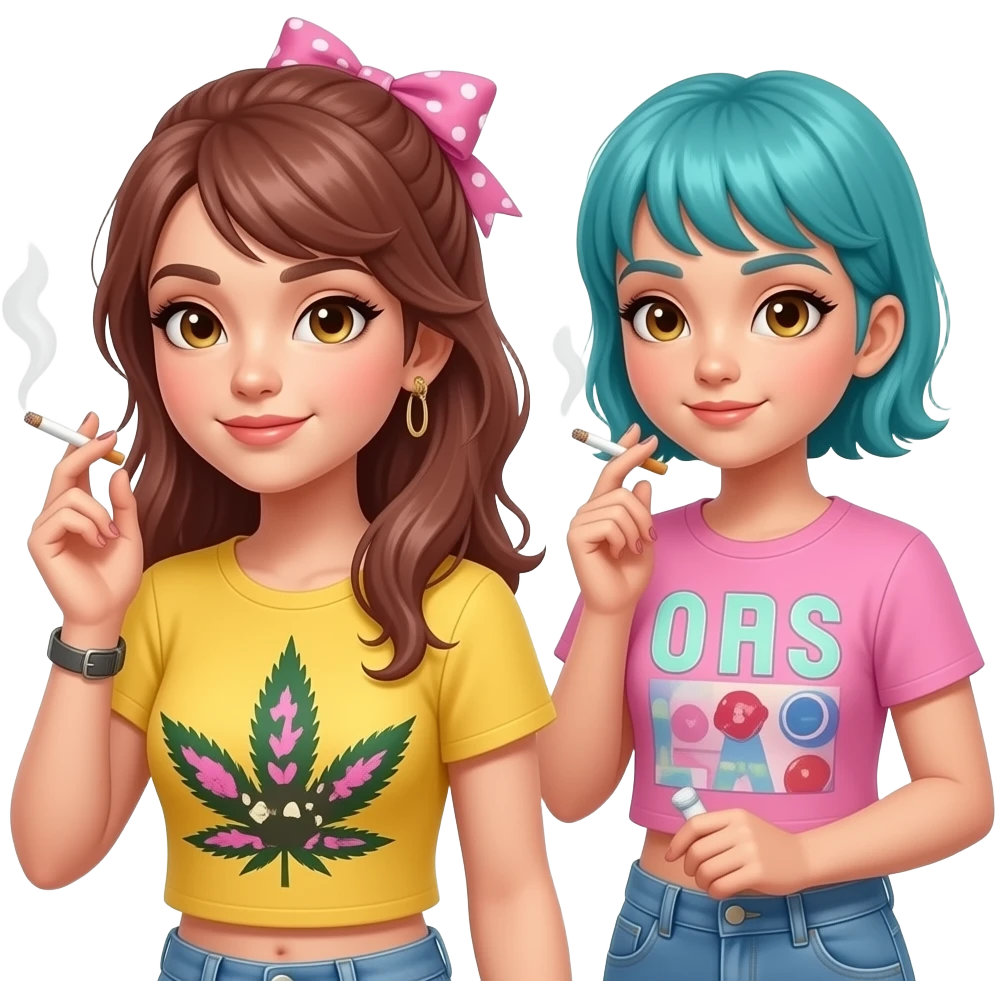 Meninas fumando Maconha emoji