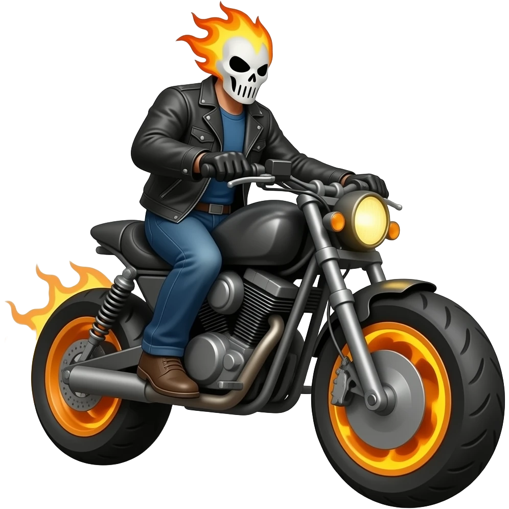 The marvel character Ghost Rider on a war robots frontiers robot as the pilot emoji