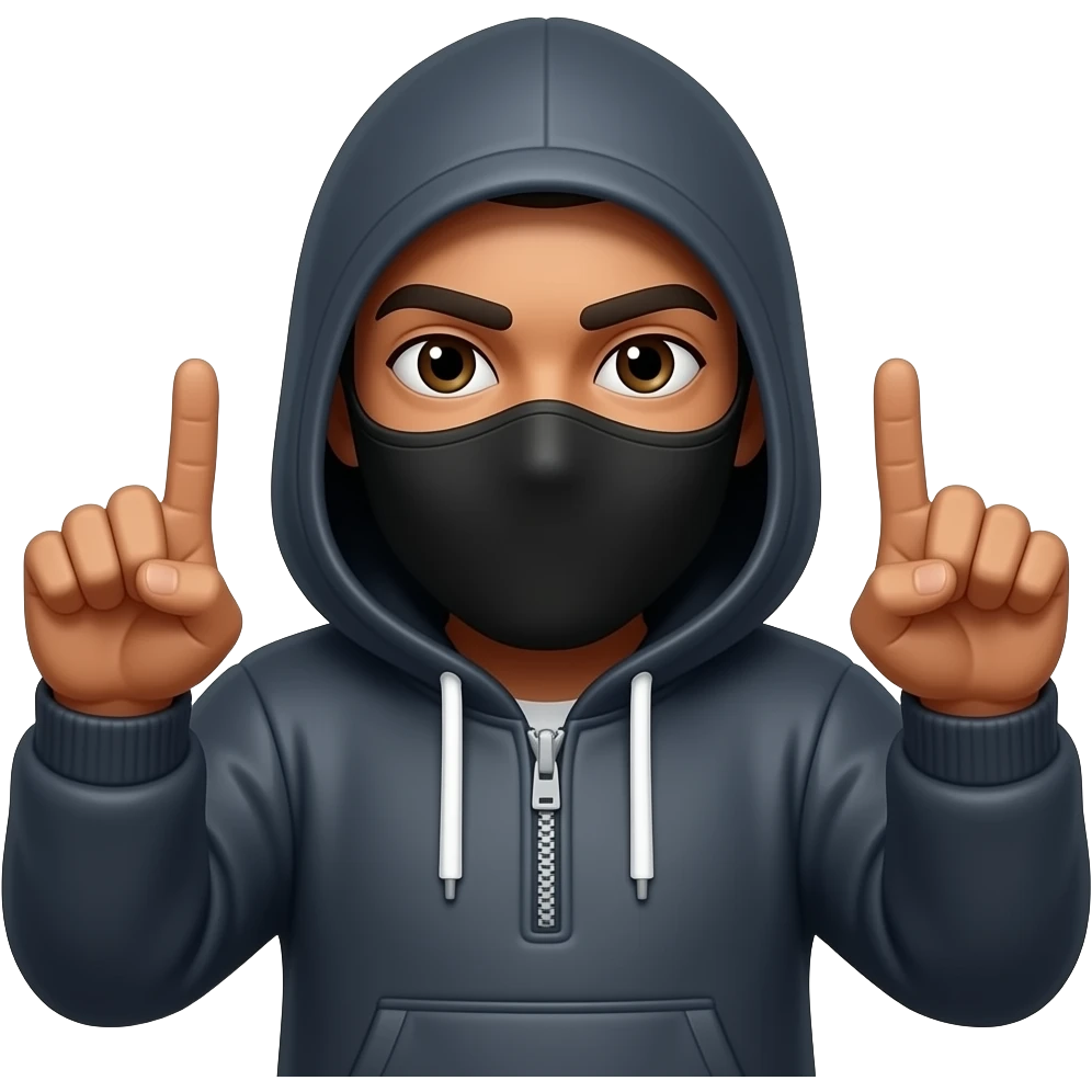 Thug man head with balaclava hoodrich Throwing gang signs emoji