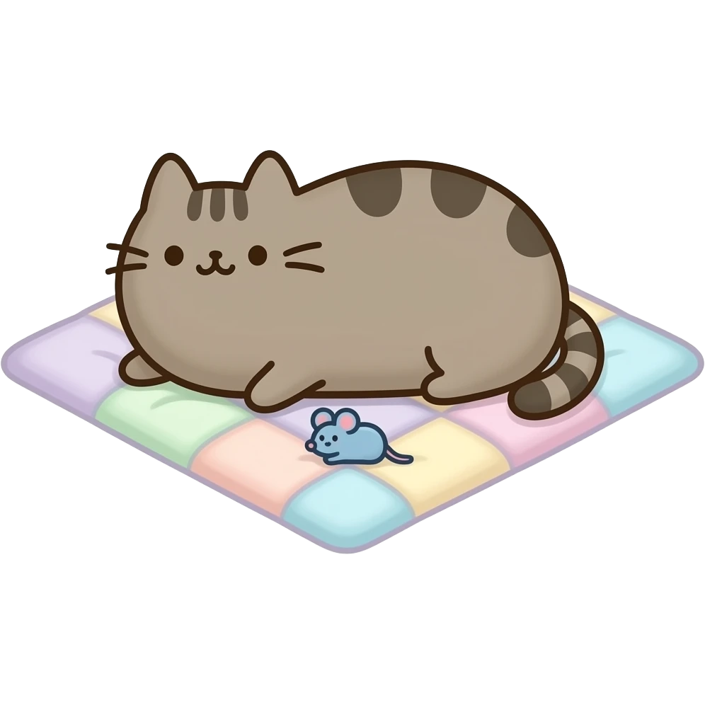 Pusheen cat laying down emoji