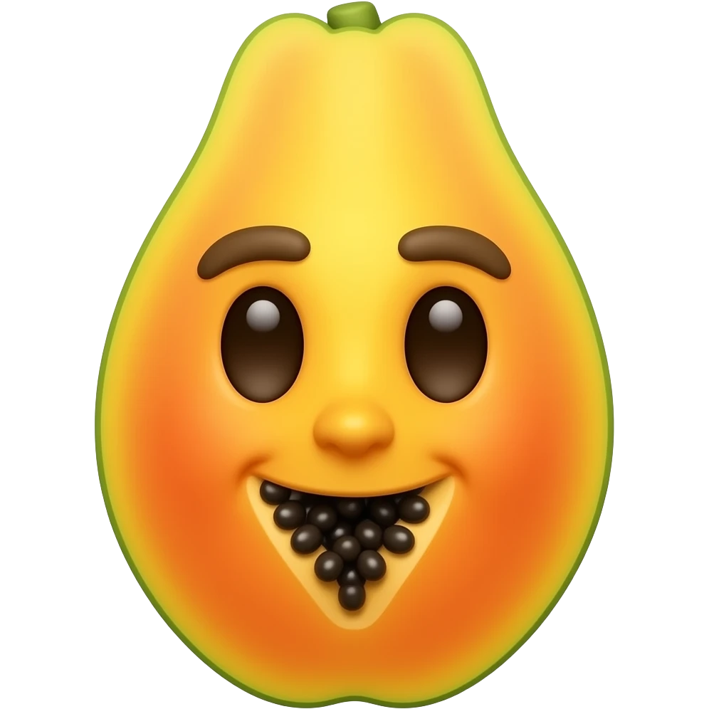 papaya with face emoji