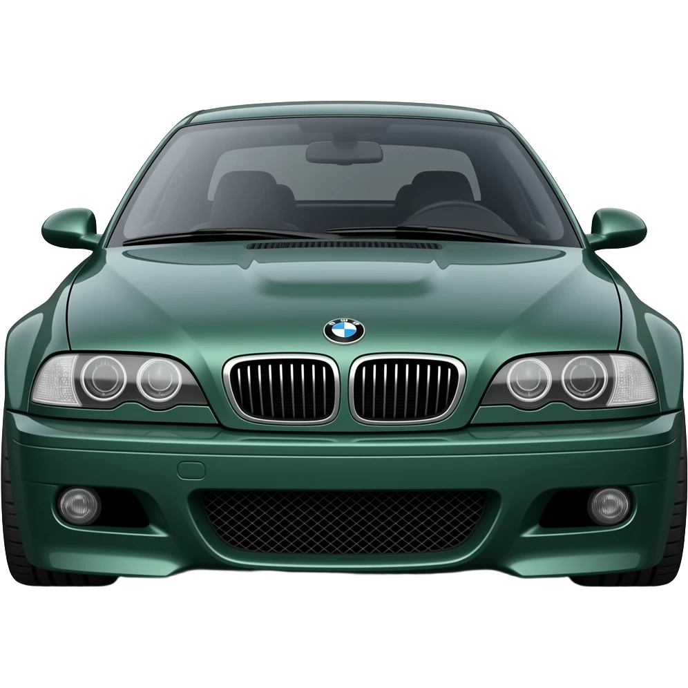dark green bmw M3 e46 , hyper real, highly detailed emoji
