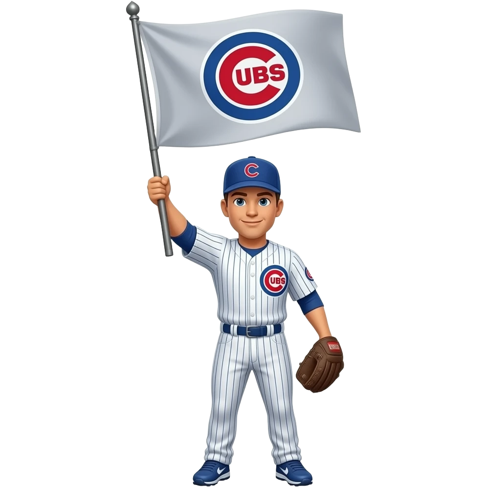 Cubs win flag with cubs C emoji
