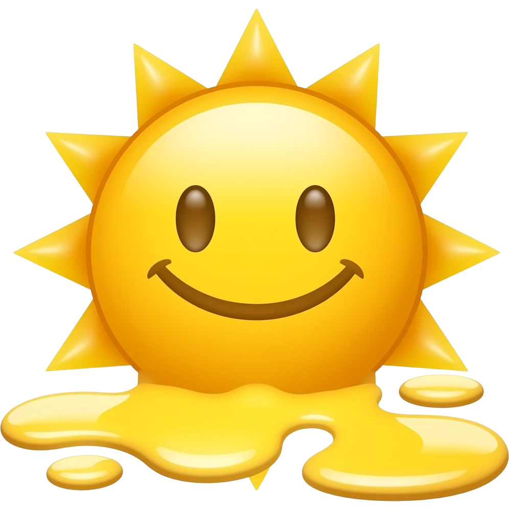 je veux des emoji soleil qui fond avec le sourire emoji